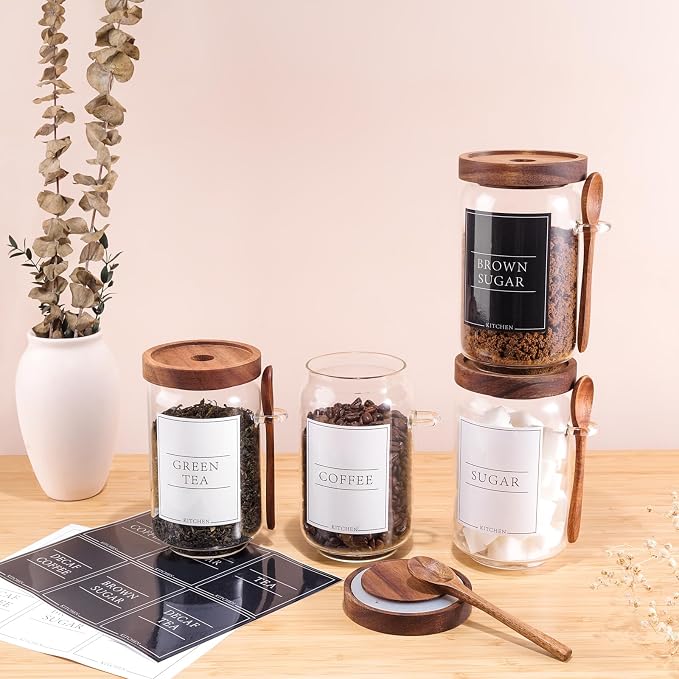 KOSKIMER Coffee and Sugar Container Set, Glass Coffee Jars - Image 7