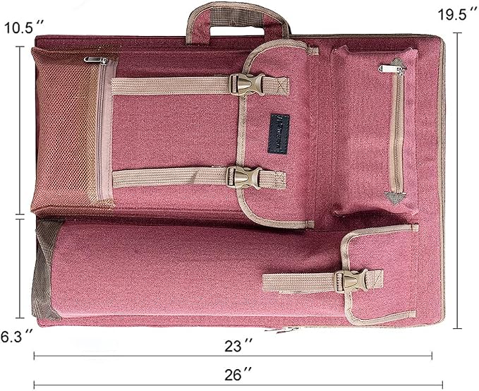 TRANSON Art Portfolio Case Artist Backpack Canvas Bag Large 26” x 19.5” - Image 4
