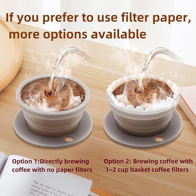 Set of 2 Paperless Collapsible Travel Pour Over Coffee Dripper Kit - Image 8
