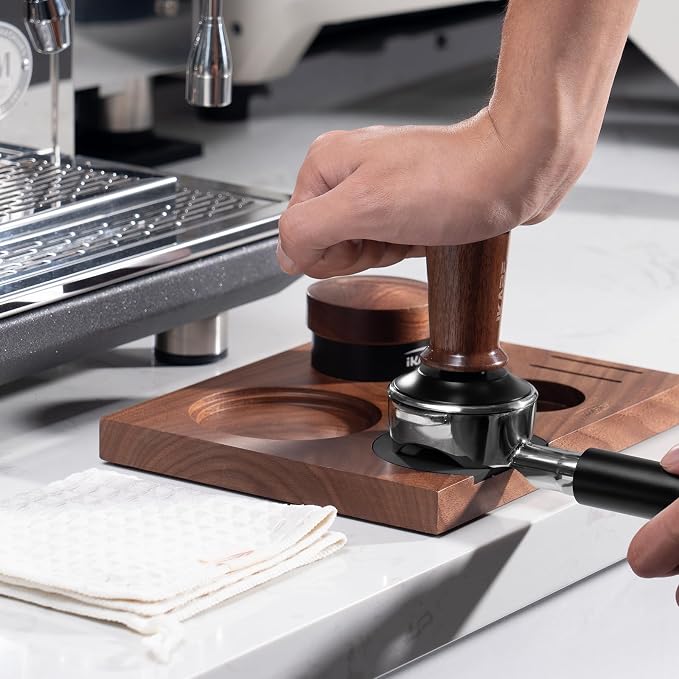 IKAPE 58MM Coffee Tamper Set 5 IN 1, Walnut Wood Espresso Tamper, Espresso - Image 4