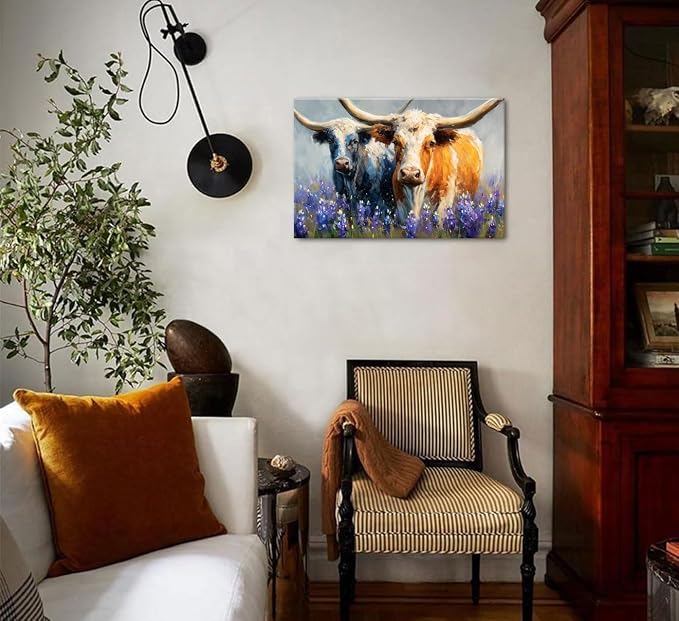 Abstract Highland Cow Canvas Wall Art - Image 4