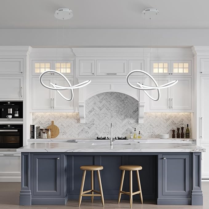 Modern LED Pendant Light Fixture Irregular Ring LED Chandelier Dimmable - Image 2