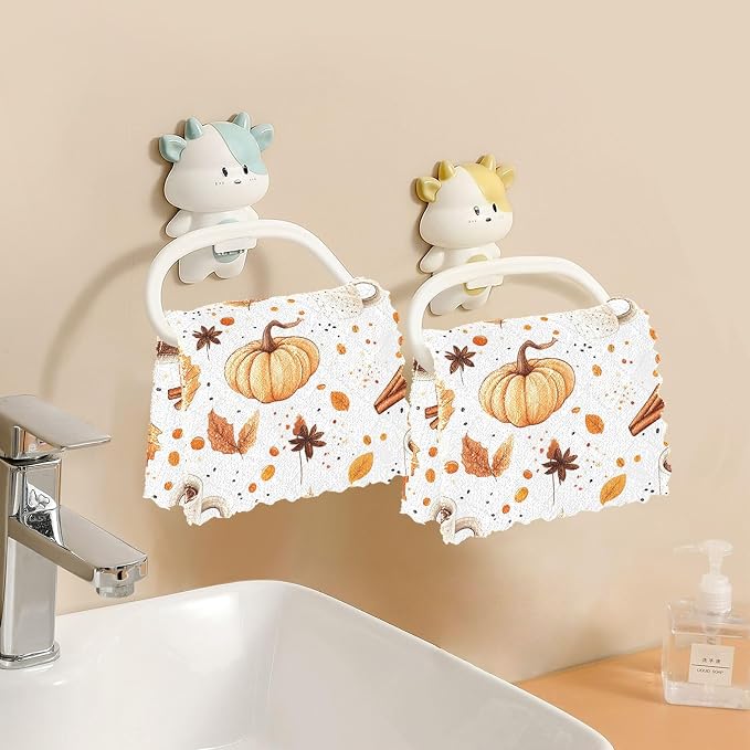 ALAZA Autumn Leaves Pumpkin Coffee Dish Towels Set of 6, Dish Bar Tea Towel - Image 7