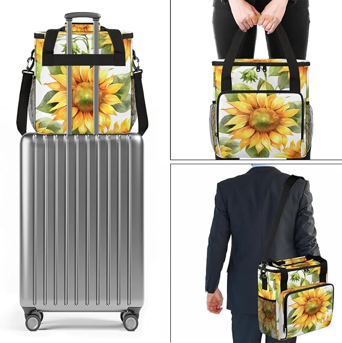Yellow Sunflower Summer Floral Coffee Maker Carring Bag, Large Insulated - Image 7