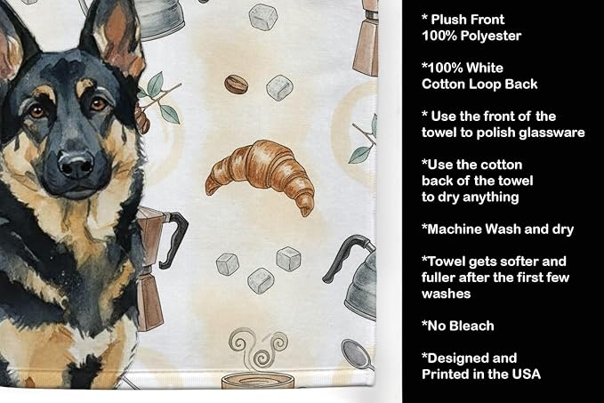 Caroline's Treasures Black and Tan German Shepherd Coffee Bar Kitchen Towel - Image 4