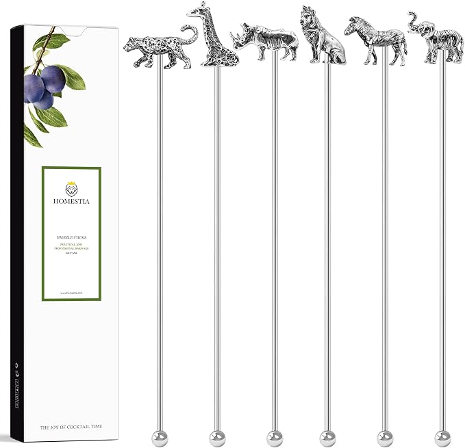 Homestia 7.5" Stainless Steel Swizzle Sticks, Drinks by Homestia