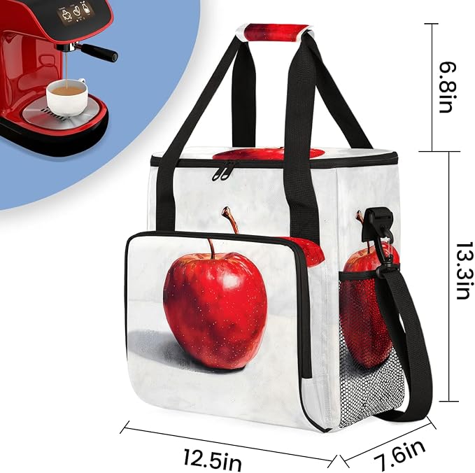 Fruit Red Apples Coffee Maker Carring Bag, Large Insulated Storage Organizer - Image 2