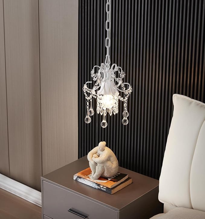 Mini Style Crystal Chandelier Pendant Light White - Image 3