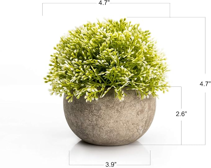 Velener White Mini Artificial Plant Topiary Ball Pot Set- Magnolia Flowers - Image 4