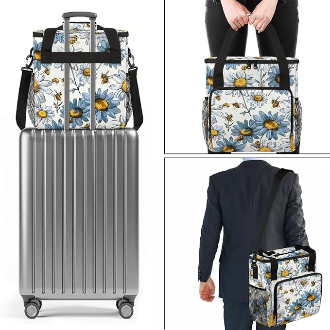 Daisy Bee Coffee Maker Carring Bag, Large Insulated Storage Organizer Case Tote - Image 7