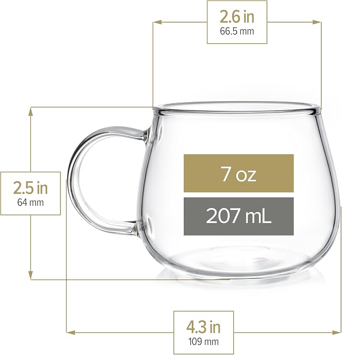 Teabloom Set of Two Premium Borosilicate Glass Tea Cups - 7 oz / 207 ml - - Image 4