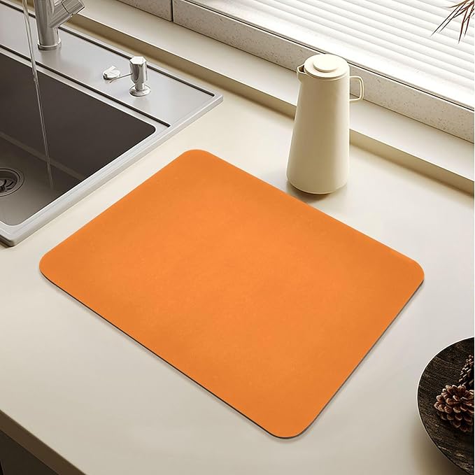 Safety Orange Dish Drying Mat for Kitchen Counter No-slip Rubber Bottom Dish by Sinestour