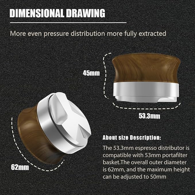 KYONANO 53mm Coffee Distributor, Espresso Distribution Tool 53.3mm, Adjustable - Image 2