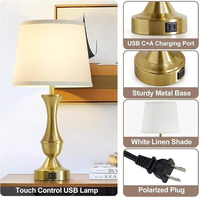 Luvkczc 22" Gold Table Lamps Set of 2 - Image 5