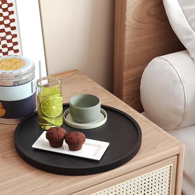 VERTORGAN Bamboo Serving Tray, 9.8 Inch Decorative Trays Platter - Image 3