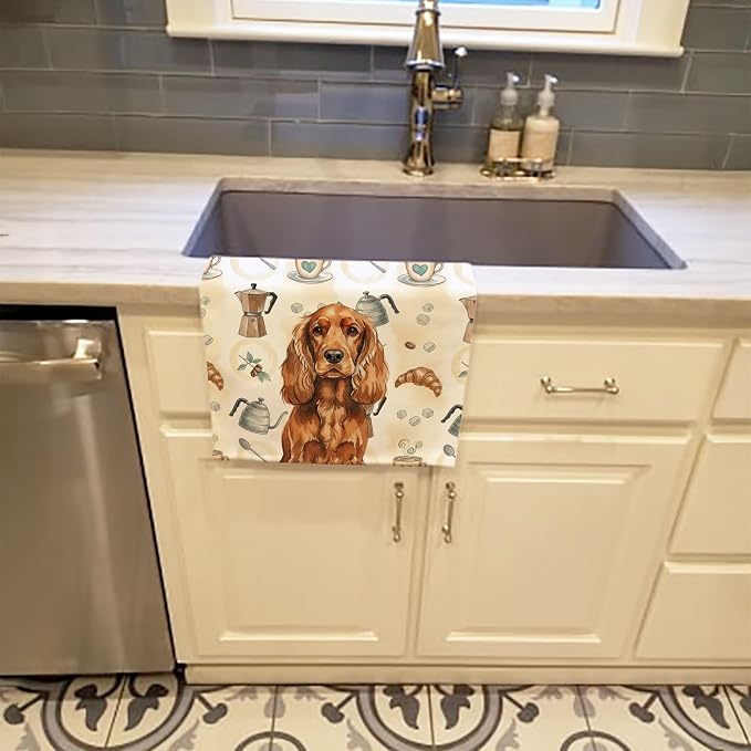 Caroline's Treasures Red English Cocker Spaniel Coffee Bar Kitchen Towel Velour - Image 2