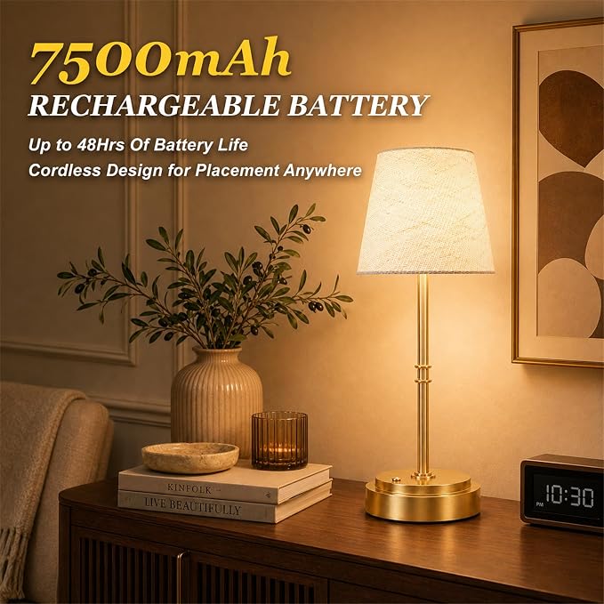 Rechargeable Cordless Table Lamp Gold - Image 2