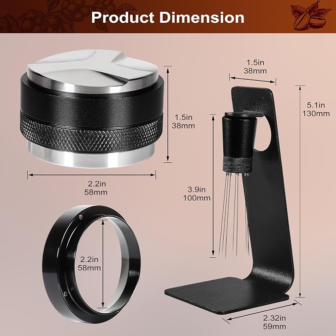 Espresso Accessories Kit 58mm, Coffee Distributor and Tamper Leveler, 316 - Image 9