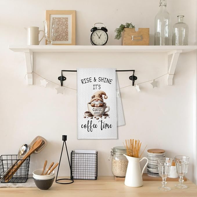 Coffee Gnome Kitchen Dish Towel, Hand Tea Bar Towel - Image 5