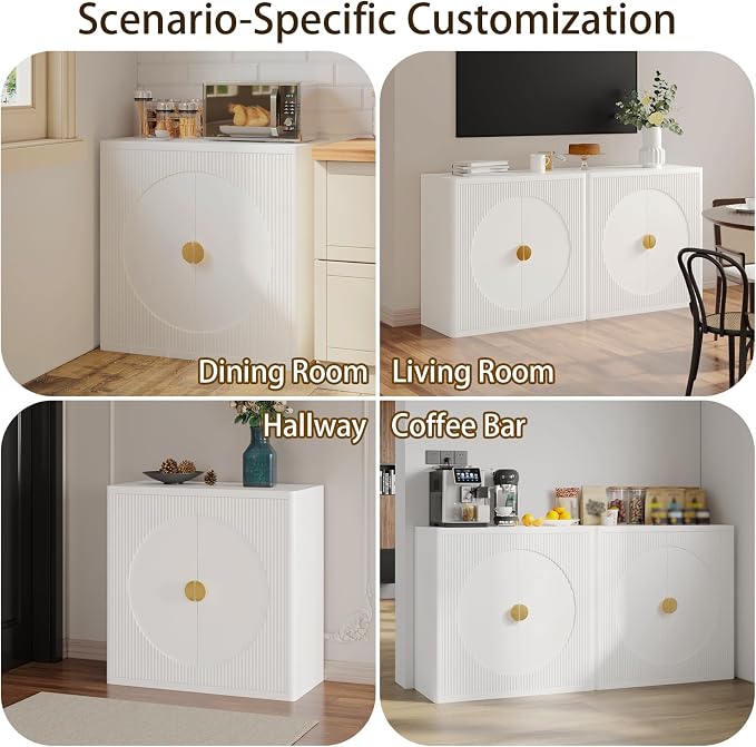 Modern Kitchen Sideboard with Storage, 31.5" Buffet Cabinet with 3 Adjustable - Image 8