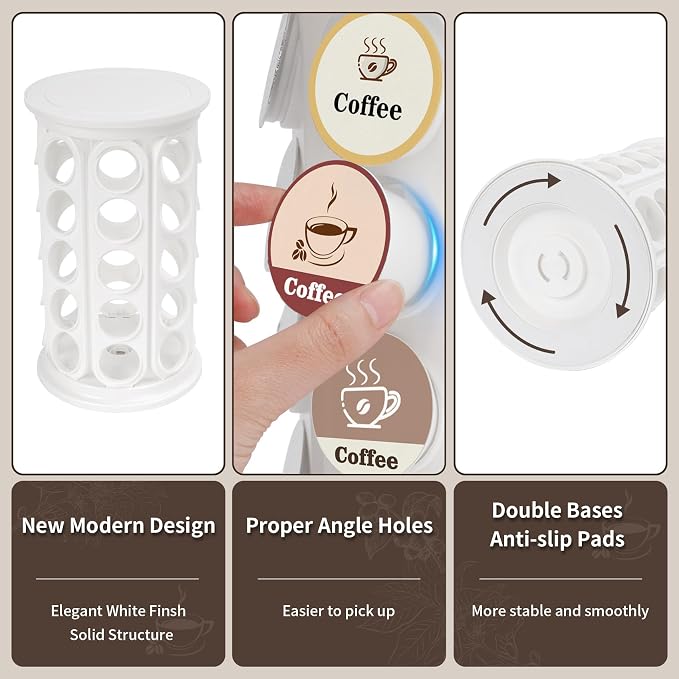 K Cup Holder, Coffee Pod Storage Carousel Holder Organizer Compatible - Image 3