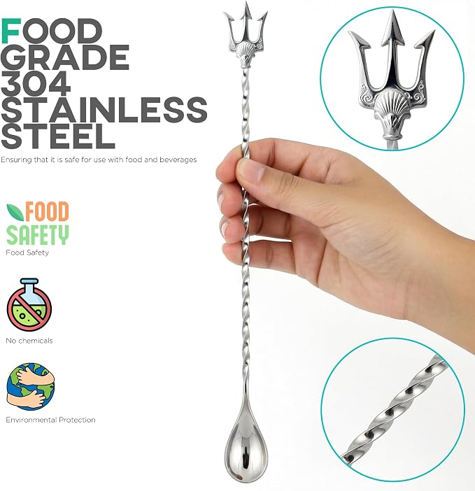 Homestia 12-Inch Stainless Steel Cocktail Spoon - Image 2