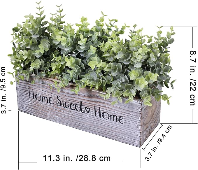 1 Pcs Wooden Potted Eucalyptus Plant Greenery Arrangement Artificial Eucalyptus - Image 2