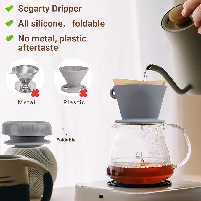 Segarty Silicone Coffee Dripper, Size NO.2 Reusable Cone Drip Filter Holder - Image 3