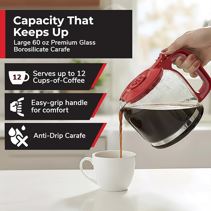 MUELLER HOME 12-Cup Red Coffee Maker - Image 4
