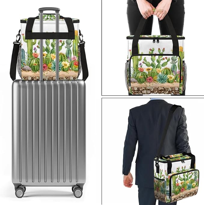 Cactus Floral Coffee Maker Carring Bag, Large Insulated Storage Organizer Case - Image 7