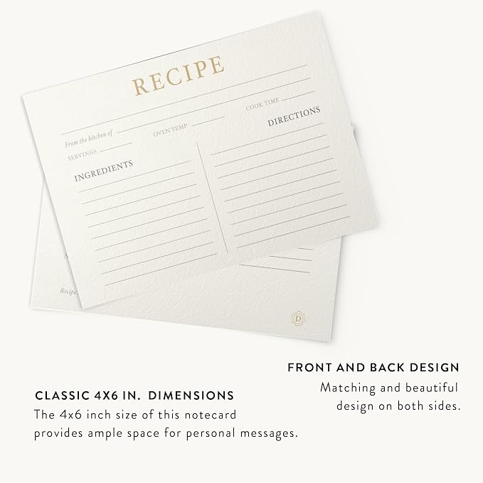 Dashleigh Elegant Recipe Cards 4x6 Double Sided, 50 Pack Thick Cardstock - Image 7