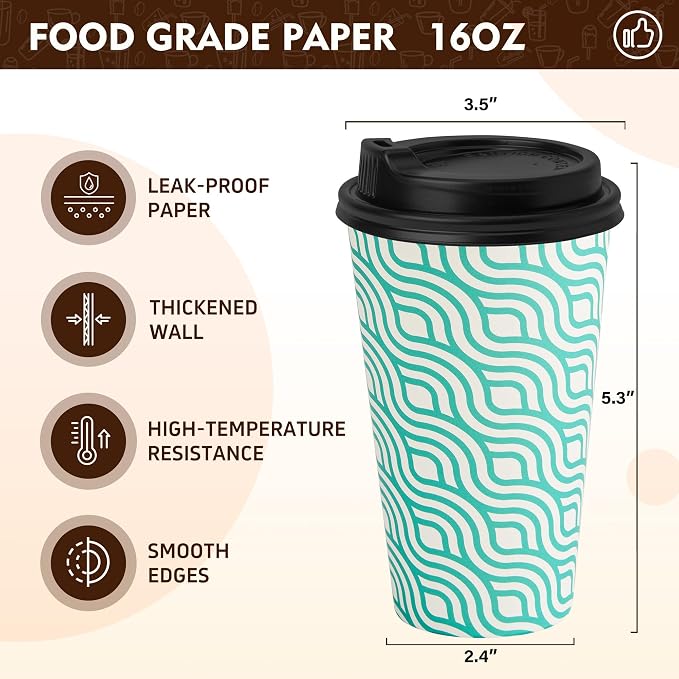 YEEHAW 16 oz Coffee Cups with Lids 100 Pack, To Go Cup with Lid - Image 2