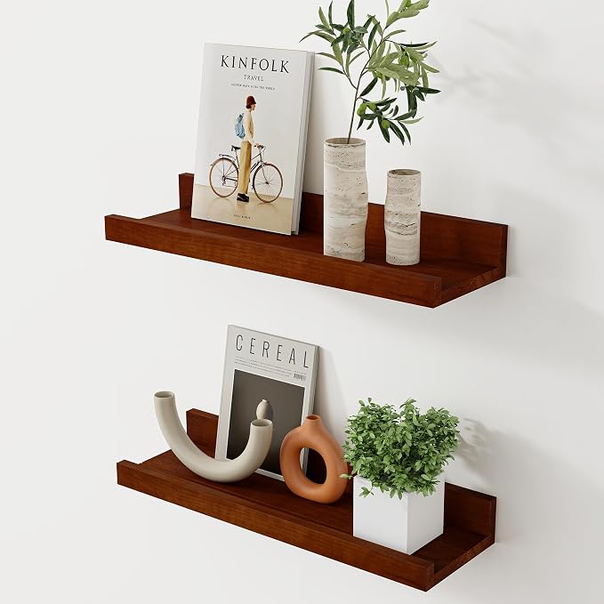 Acovy Floating Shelves for Wall, 16 inch Solid Wood Picture Ledge Shelf by Acovy