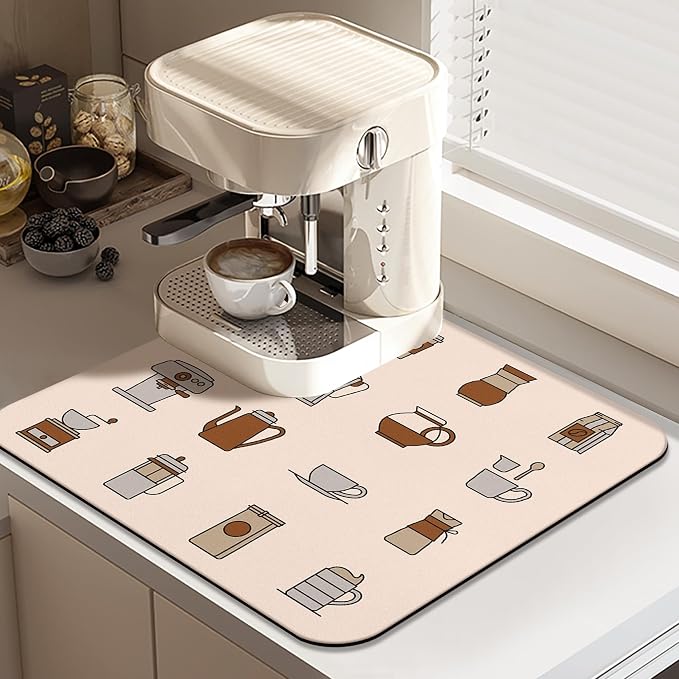Fun Absorbent Coffee Bar Mat by Vehcimbev