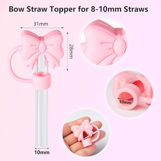 6PCS Bow Straw Toppers, Cute Straws Covers - Image 3