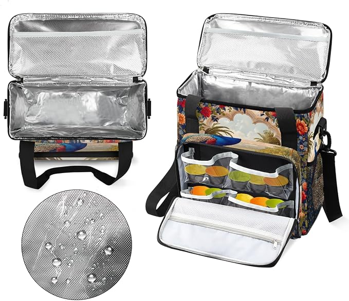 Peacock Vintage Coffee Maker Travel Bag, Portable Storage Tote Bag - Image 3