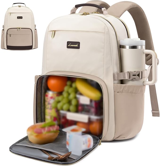 LOVEVOOK Lunch Backpack with Lunch Compartment, 15.6 Inch Laptop Work Travel by LOVEVOOK
