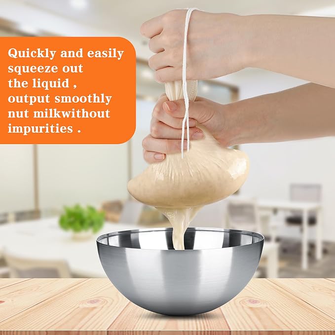 WLLHYF 4 Pack Cotton Nut Milk Bag 8 × 6 Inches Fine Mesh Cheese Cloth Multiple - Image 3