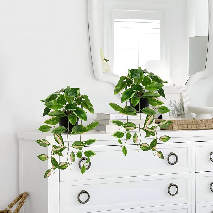 Briful Small Fake Plants Indoor Realistic Faux Trailing Plant Artificial Potted - Image 6