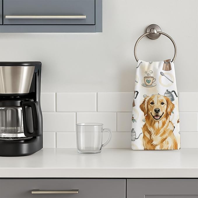 Caroline's Treasures Golden Retriever Coffee Bar Kitchen Towel Velour Plush - Image 3