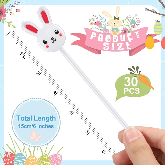 for you 30 Pcs Easter Drink Stirrers Easter Stir Sticks Coffee Stirrers Plastic - Image 2