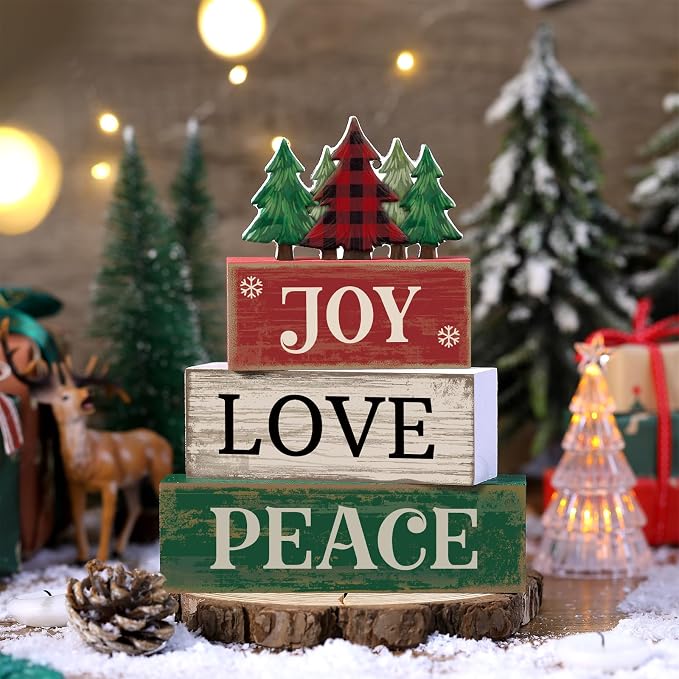 Lineshading 4 Pcs Christmas Table Decor Christmas Tree Centerpiece Joy Peace - Image 2