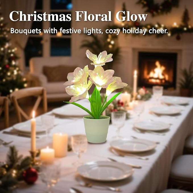Artificial Pink Lily Flower Lamp, LED Light - Image 9