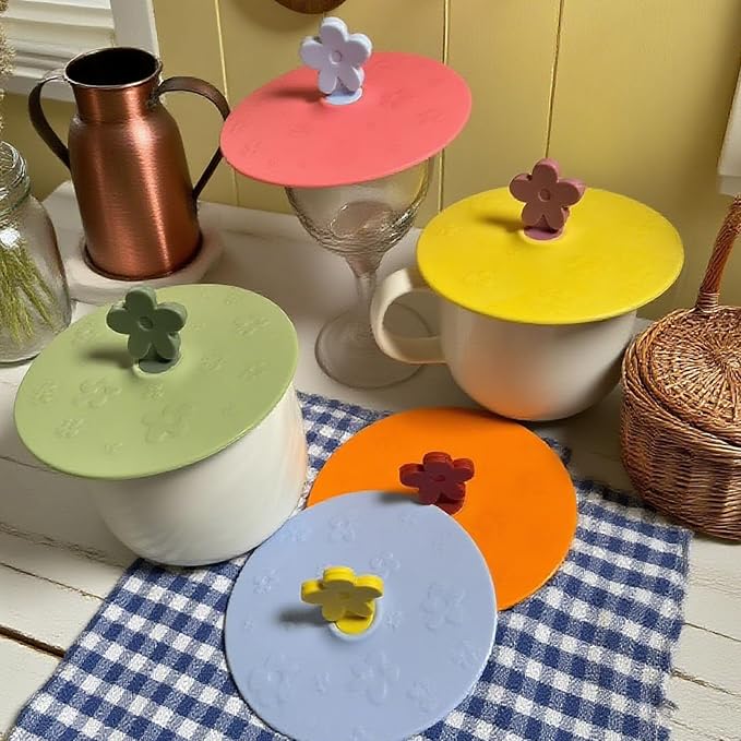 flower Silicone Cup Covers, Flexible Mug Covers, Tea Pots, Hot Cup Lids - Image 3