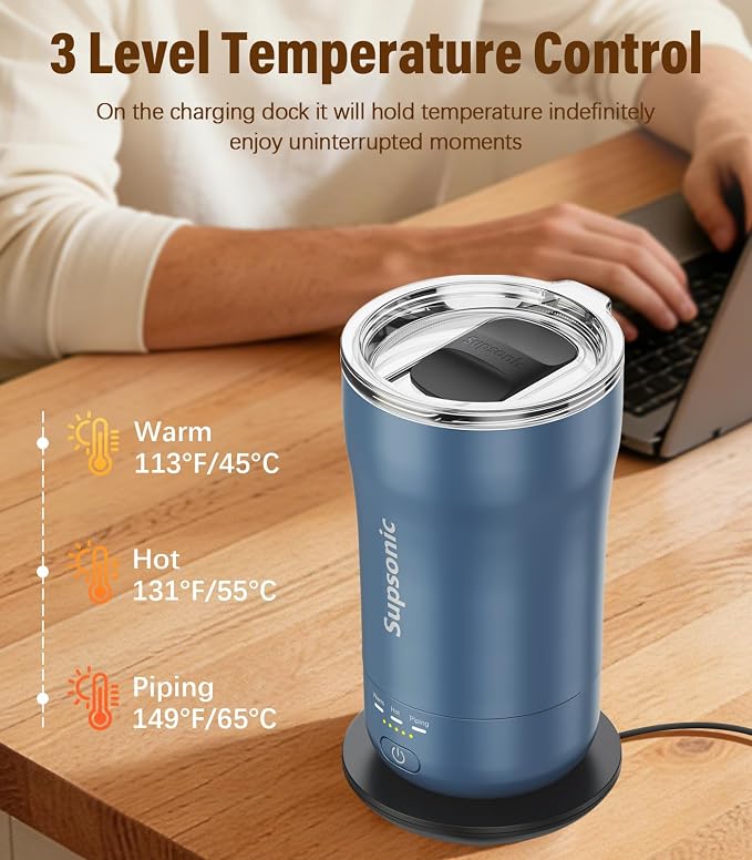 Supsonic - 14oz Heated Coffee Mug, Self-Heating Travel Mug - Image 2
