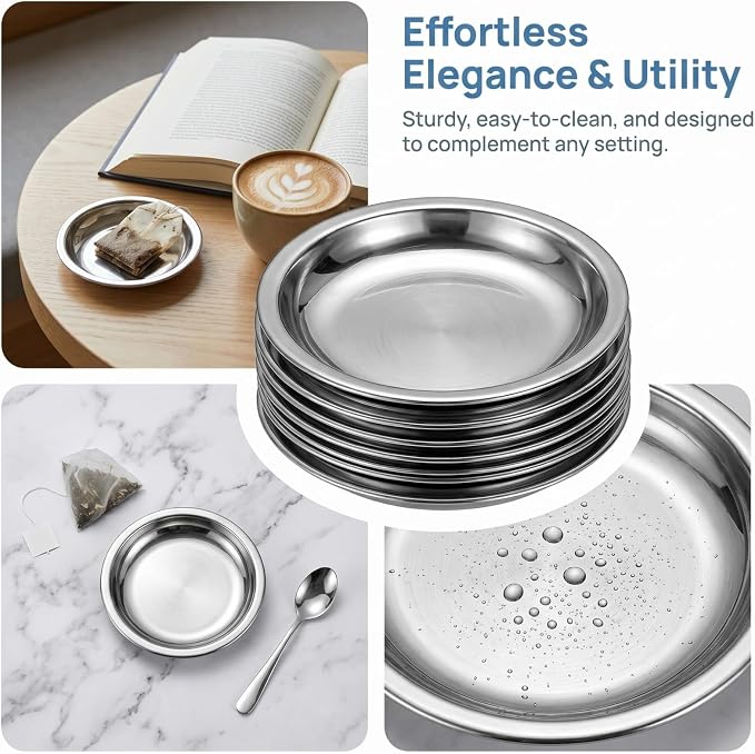 Hemobllo 6pcs Stainless Steel Tea Bag Holders 2.4" Small Drip Tray Spoon Rests - Image 7