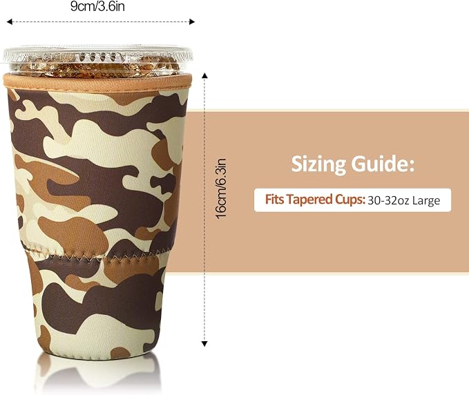 Patelai 4 Pieces Reusable Iced Coffee Sleeve Cup Insulator - Image 4