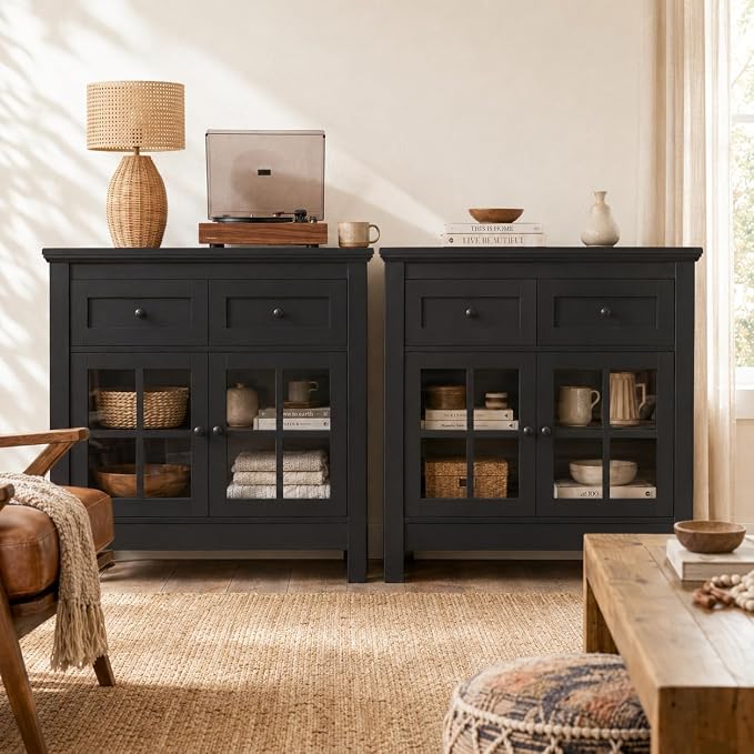 72" Buffet Cabinet Sideboard, Large Coffee Bar Cabinet - Image 6
