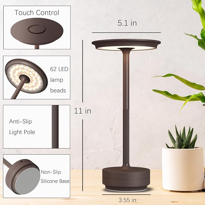 2 Pack Rechargeable Cordless Table Lamps, 5000mAh Portable LED Table Light - Image 7