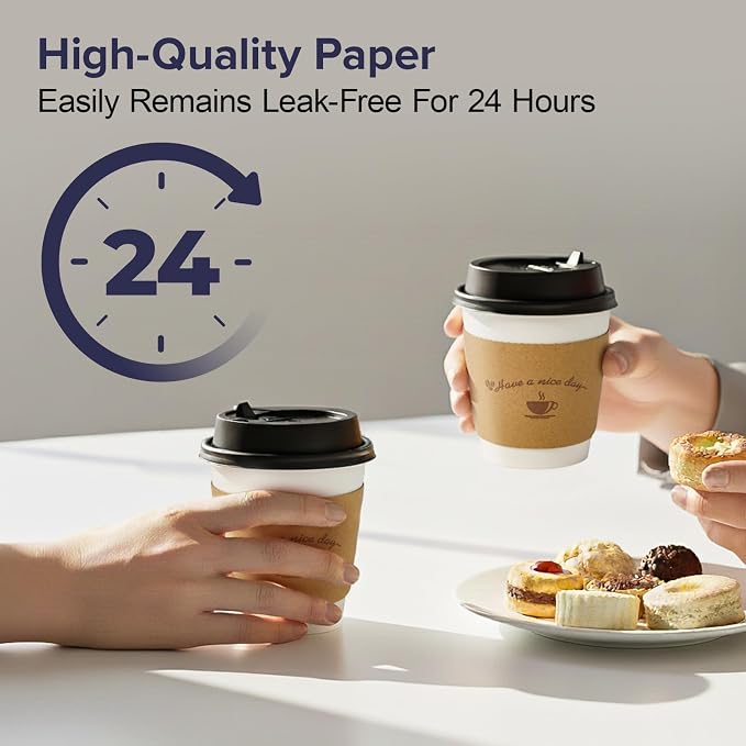 LITOPAK 100 Pack 10 oz Disposable Coffee Cups - Image 5
